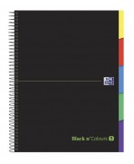 CUADERNO ESPIRAL OXFORD BLACK N` COLOURS 5 BANDAS CON PESTAÑA